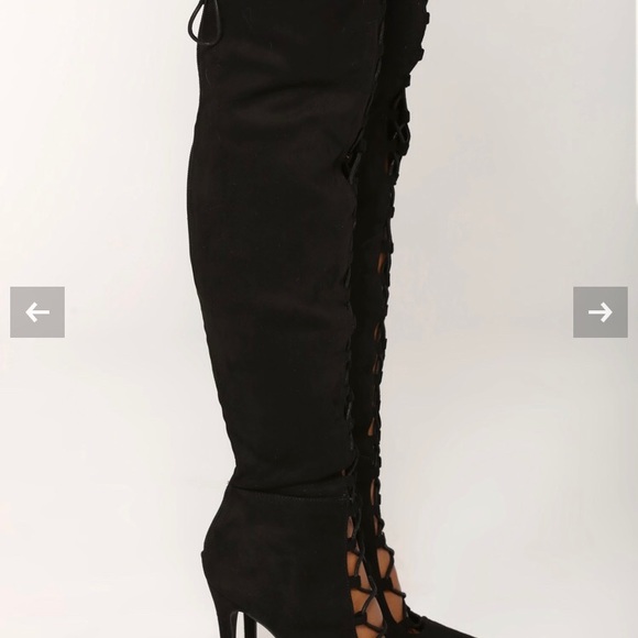 Fashion Nova Lace Up Knee High Heel Boots - Picture 5 of 16